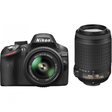 Цифр. фотокамера зеркальная Nikon D3200 kit + 18-55VRII + 55-200VR
