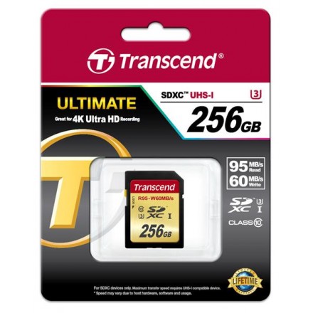 Карта памяти Transcend Ultimate SDXC 256GB Class 10 UHS-I U3 R95/W65MB/s