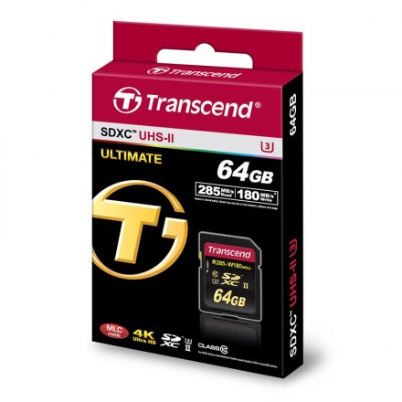 Карта памяти Transcend Ultimate SDXC 64GB Class 10 UHS-II U3 R285/W180MB/s 4K Video